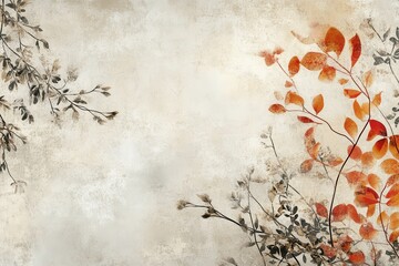 Poster - Autumn-inspired abstract backdrop showcasing natural lines and rich textures for light surfaces, perfect for elegant floral illustrations and organic wallpaper designs
