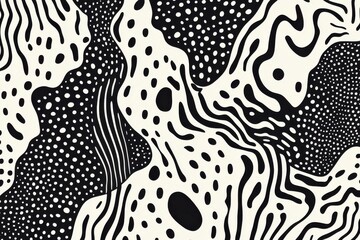 Poster - Contemporary memphis-inspired seamless patterns with playful lines and organic shapes for modern graphic design projects and trendy home decor themes