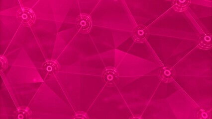 Aufkleber - Futuristic, high-tech, hot pink background, with network lines conveying a connectivity concept.  Abstract 3d render. Abstract futuristic background with pink blue glowing neon moving high speed wave