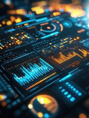 Poster - forecasting concept. Economic forecasting with detailed charts and graphs, modern data display, 3D illustration illustration