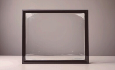 Poster - Clear glass frame is on a white table. The frame is black and has a clear glass pane