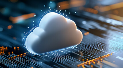Poster - Cloud computing innovation digital space data visualization high-tech environment close-up view modern concept