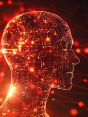 Poster - Circuit AI brain on digital connection background. Artificial intelligence and innovate concept. 3D Rendering
