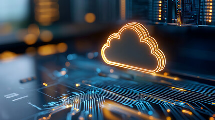 Poster - Cloud computing revolution digital data management technology hub graphic visualization futuristic environment close-up perspective