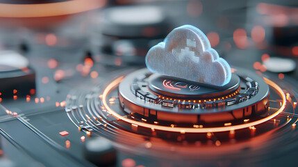 Poster - Innovative cloud computing technology interface digital workspace infographic futuristic close-up view data management concepts