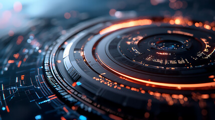 Poster - Dynamic digital circuit design virtual space abstract graphic futuristic environment close-up view technology concept