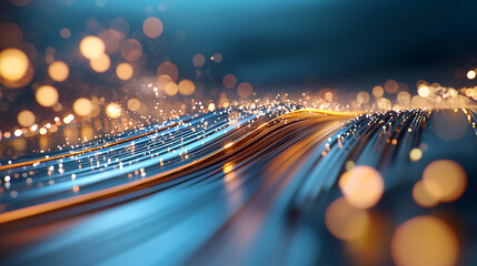 Fototapete - Dynamic light trails and bokeh effects in abstract digital art vibrant colors technology-driven environment artistic viewpoint