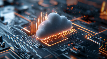 Poster - Cloud computing visualization data center digital artwork high-tech environment close-up view innovation concept