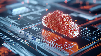 Poster - Innovative cloud technology visualization digital environment 3d rendering futuristic design abstract concept