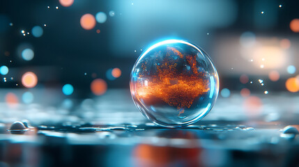 Poster - Global connectivity visualization abstract environment digital artwork illuminated globe futuristic concept