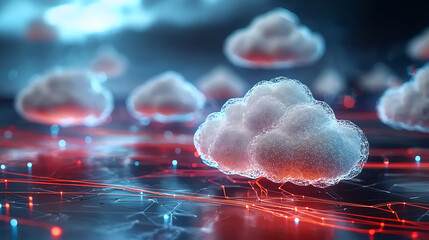Poster - Dynamic cloud technology and data visualization futuristic digital environment abstract conceptual view