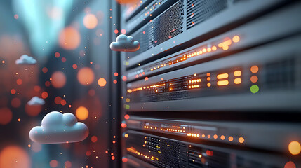 Poster - data center operations global server management digital infrastructure cloud environment close-up vi