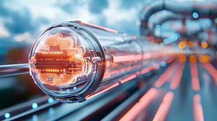 Poster - Futuristic energy transportation system urban environment technology concept dynamic viewpoint high-tech innovation