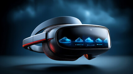 Poster - Innovative virtual reality headset showcase technology expo product display futuristic environment close-up view tech advancement