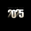 © Tonmoy - 2025 New Year typography design with black and-white colors and fireworks. 3D realistic New Year celebration 2025 background design. 2025 text design with a dark background.