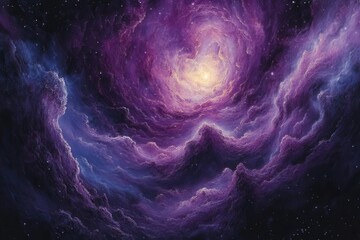Wall Mural - deep space exploration mysterious purple and teal cosmic nebula with glowing stars distant planets a