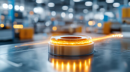Poster - Innovative manufacturing process factory floor industrial photography modern environment close-up view technology advancement