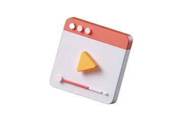 Fototapete - A 3D render of a video player interface with play button and progress bar.