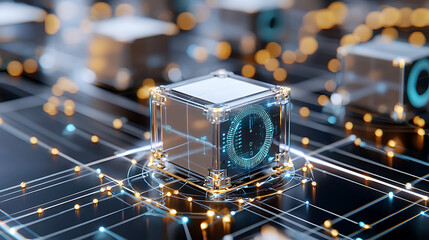 Poster - Digital clock visualization virtual environment 3d graphics technology futuristic concept for digital innovations