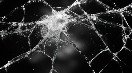 Intricate spiderweb detail against dark background.