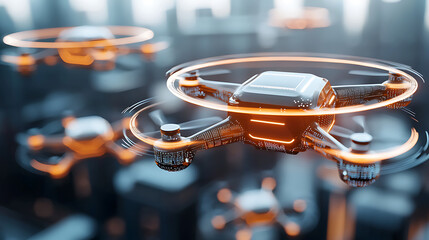 Poster - drone technology innovations urban skyscrapers digital imagery high-tech environment aerial perspect