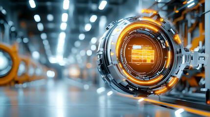 Poster - Futuristic technology showcase advanced manufacturing facility digital display high-tech environment close-up perspective