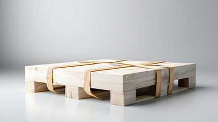 Poster - Wooden pallets stacked for shipping warehouse environment product display industrial setting minimalist view logistics concept