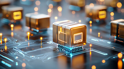 Poster - Innovative technology showcase digital space graphic visualization futuristic environment close-up perspective