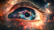 © mahamad - Open eye in a cosmic space setting