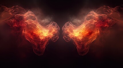 Poster - Fiery Abstract Wings: A Digital Art Creation of Burning Embers and Glowing Energy