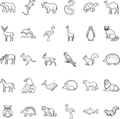 Naklejka na meble Diverse Wildlife Animal Icons Polar Bear, Rhino, Reptile, Mammal Collection
