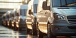 © Vadym - Passenger vans lined up for rental agency clients. New vehicles parked in row. Modern transportation business. Sale of autos. Commercial transport vehicles. Business industry. Transportation agency.