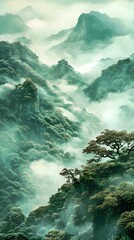 Wall Mural - landscape with clouds