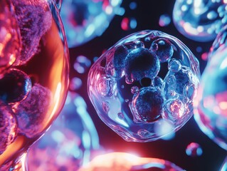 Poster - Microscopic Cellular Structures Illuminated: A Vibrant Exploration of Cell Biology and Biomedical Research