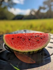 Wall Mural - Ripe Healthy Red Watermelon Slice Juicy Fruit