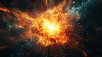 Wall Mural - Cosmic Inferno A Fiery Stellar Explosion in Deep Space Nebula