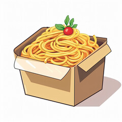 Wall Mural - Single Pasta Box Clip Art Flat Vector Icon Food Meal Sign Simple Symbol