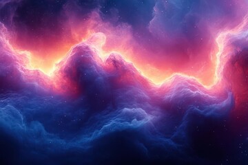 Wall Mural - ethereal space background with swirling nebula clouds in deep blue purple and magenta colors creatin