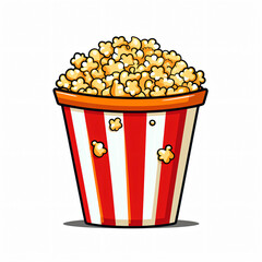 Wall Mural - Mouthwatering Popcorn Bucket Graphic in Clean Flat Design food icon   