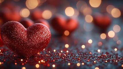 Poster - Red heart symbol on a solid black background creating a striking visual contrast valentine day