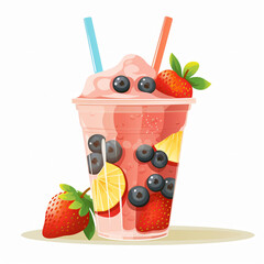 Wall Mural - Vibrant Smoothie Cup in Minimalist Flat Style art food drink lunch    