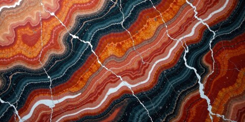 Fototapete - Abstract Colorful Swirls and Fractures in a Natural Stone Texture