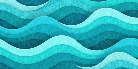 Aufkleber - Abstract Ocean Wave Pattern Design, Teal and Aqua Blue Hues