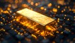 © Thanaseth - Golden bar glowing among streams of digital data, representing wealth, financial success, and modern economic growth