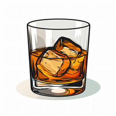 Wall Mural - Classic Whiskey Glass Flat Vector on Crisp White Background art icon  