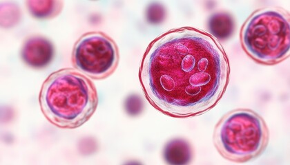 Poster - Microscopic View of Cellular Structures A Detailed Look at Cell Biology and Human Anatomy