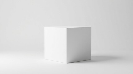 Poster - Blank Cube on White Background Perfect for Product Displays and Minimalist Designs