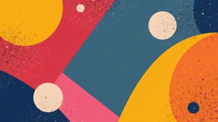 Poster - Abstract Geometric Composition Featuring Vivid Hues and Organic Shapes