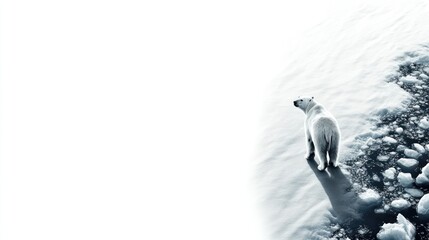 Wall Mural - solitary polar bear on melting ice, arctic landscape.