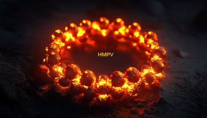 Poster - Glowing orbs form a fiery circular arrangement